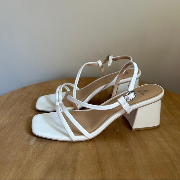 Wild Fable White Strappy Square Toe Block Heel Buckle Strap High Heels Size 6.5 - Picture 4 of 14